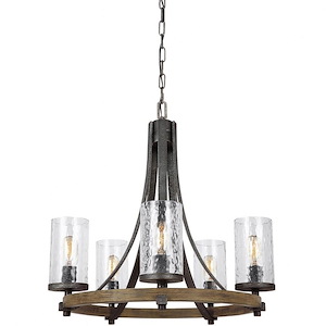 Feiss Lighting-Angelo-Chandelier 5 Light Steel in Rustic Style-24 Inch Wide by 24.5 Inch High - 1286194