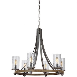 Feiss Lighting-Angelo-Chandelier 6 Light Steel in Rustic Style-30.5 Inch Wide by 29.5 Inch High - 1286157