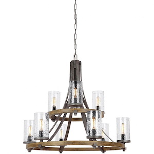 Feiss Lighting-Angelo-2-Tier Chandelier 9 Light Steel in Rustic Style-32.75 Inch Wide by 31 Inch High - 1286208