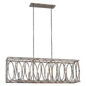 Generation Lighting-Sean Lavin-Linear Chandelier 6 Light Steel In Transitional Style-10.38 Inch Wide By 15.5 Inch Tall