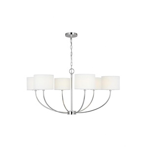 Generation Lighting-Sawyer-6 Light Medium Chandelier In Transitional Style-25 Inch Tall and 36 Inch Wide - 1090844