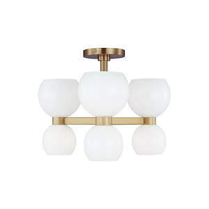 Generation Lighting-Londyn-6 Light Semi Flush Mount In Midcentury Style-2.38 Inch Tall and 20 Inch Wide