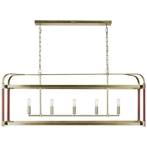 Generation Lighting-Hadley-5 Light Linear Chandelier-19.75 Inch Tall and 49 Inch Wide