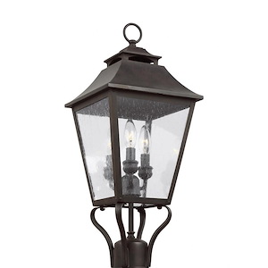 Generation Lighting-Sean Lavin-Three Light Outdoor Post/Pier Lantern In Traditional Style-9.5 Inch Wide By 23.25 Inch Tall