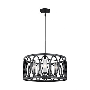 Generation Lighting-Sean Lavin-Outdoor Chandlier 5 Light Steel In Transitional Style-21 Inch Wide By 10.75 Inch High