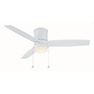 Atlantis - 3-Blade Flush Mount Ceiling Fan with Light Kit and Pull Chain In Transitional Style-12.2 Inches Tall and 52 Inches Wide