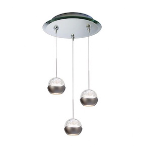Genesis-Three Light Pendant with Mirrored Canopy-12 Inches Wide