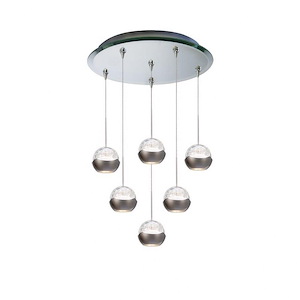 Genesis-Six Light Pendant with Mirrored Canopy-17 Inches Wide - 1147088