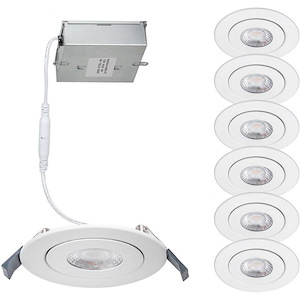 Lotos-14W 3000K 1 LED Round Line Voltage Adjustable Recessed Kit (Pack of 6) in Functional Style-6.85 Inches Wide by 1.18 Inches High