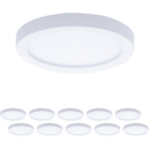 Round - 12W 1 LED Flush Mount (Pack of 10)-5.25 Inch Tall and 0.6 Inch Wide - 1393313