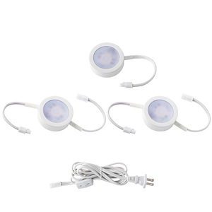 10.43 Inch 12W 3 LED Puck Lights with 2-Double and 1-Single 6in Lead Wire and 6ft Power Cord with Roll Switch