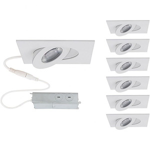 Lotos - 6W 1 LED Square Adjustable Recessed Kit (Pack of 6) In Functional Style-1.63 Inches Tall and 3.5 Inches Wide - 1155397