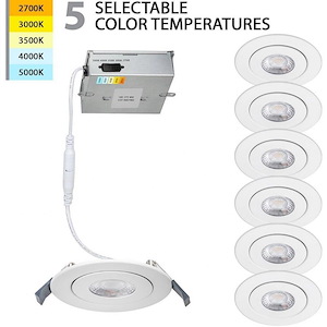 Lotos - 9W 1 LED 5-CCT Round Adjustable Recessed Kit (Pack of 6) In Functional Style-1.63 Inches Tall and 4.73 Inches Wide