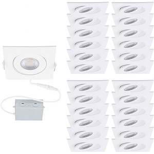 Lotos - 9W 1 LED Square Adjustable Recessed Kit (Pack of 24) In Functional Style-1.63 Inches Tall and 4.73 Inches Wide - 1154663
