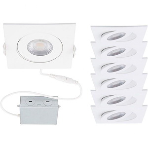 Lotos - 9W 1 LED Square Adjustable Recessed Kit (Pack of 6) In Functional Style-1.63 Inches Tall and 4.73 Inches Wide - 1156330