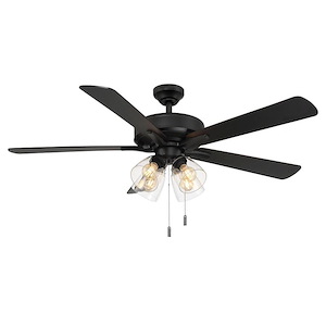 Pecos - 5 Blade Ceiling Fan with Light Kit In Traditional Style-14.8 Inches Tall and 52 Inches Wide