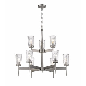 Flair - 9 Light Chandelier in Sleek Style - 31 Inches Wide by 30.25 Inches High