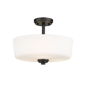 Arlington - 3 Light Semi-Flush Mount in Fusion Style - 14.75 Inches Wide by 11 Inches High