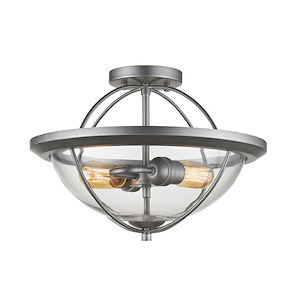 Persis - 2 Light Semi-Flush Mount in Metropolitan Style - 15 Inches Wide by 10.75 Inches High