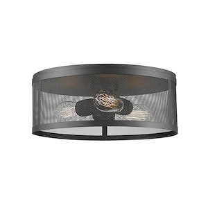 Meshsmith - 3 Light Flush Mount in Industrial Style - 14.88 Inches Wide by 6 Inches High