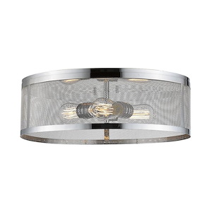 Meshsmith - 3 Light Flush Mount in Industrial Style - 18 Inches Wide by 6 Inches High