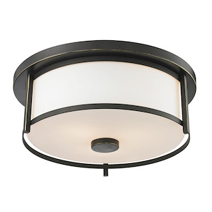 Savannah - 2 Light Flush Mount in Art Moderne Style - 13.75 Inches Wide by 4.88 Inches High