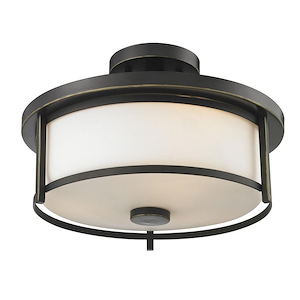 Savannah - 2 Light Semi-Flush Mount in Fusion Style - 13.75 Inches Wide by 9.75 Inches High
