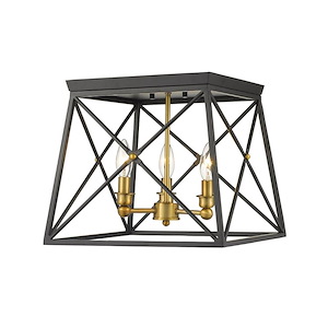 Trestle - 3 Light Flush Mount in Architectural Style - 14 Inches Wide by 12 Inches High