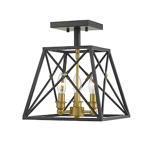 Trestle - 3 Light Semi-Flush Mount in Coastal Style - 11 Inches Wide by 14 Inches High - 1222609