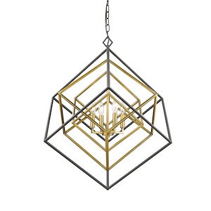 Euclid - 4 Light Chandelier in Linear Style - 29.5 Inches Wide by 31.5 Inches High