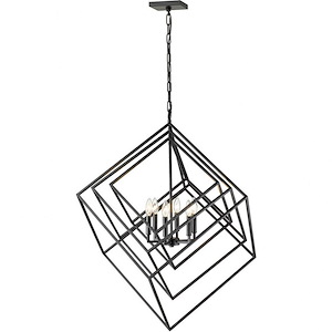 Euclid - 6 Light Chandelier In Contemporary Style-38 Inches Tall and 35.5 Inches Wide