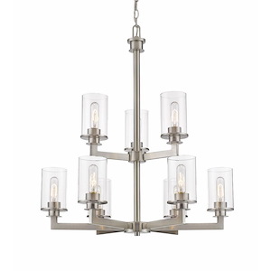 Savannah - 9 Light Chandelier in Art Moderne Style - 29 Inches Wide by 33 Inches High
