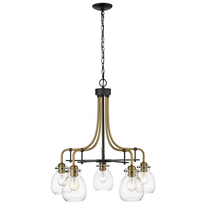 Kraken - 5 Light Chandelier in Industrial Style - 25 Inches Wide by 26.5 Inches High