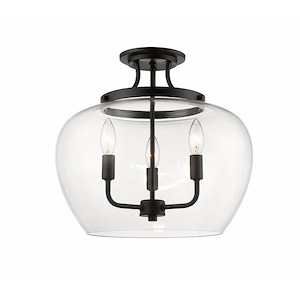 Joliet - 3 Light Semi-Flush Mount In Modern Style-14 Inches Tall and 15.75 Inches Wide