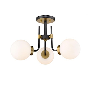 Parsons - 3 Light Semi-Flush Mount in Retro Style - 22 Inches Wide by 14 Inches High