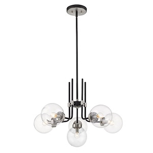 Parsons - 6 Light Chandelier in Retro Style - 27 Inches Wide by 97.75 Inches High