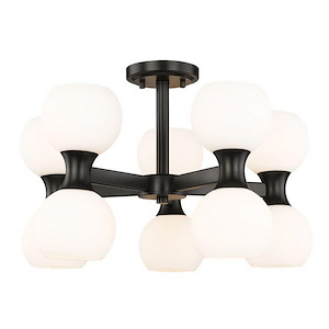 Artemis - 10 Light Semi-Flush Mount In Mid-Century Modern Style-13.75 Inches Tall and 21 Inches Wide