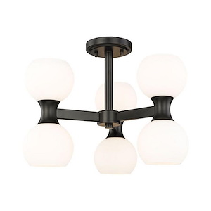 Artemis - 6 Light Semi-Flush Mount In Mid-Century Modern Style-13.75 Inches Tall and 18 Inches Wide