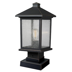 Portland - 1 Light Outdoor Square Pier Mount Lantern in Country Style - 8 Inches Wide by 17 Inches High - 457455