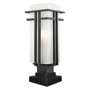 Abbey - 1 Light Outdoor Square Pier Mount Lantern in Art Deco Style - 7.75 Inches Wide by 21.75 Inches High