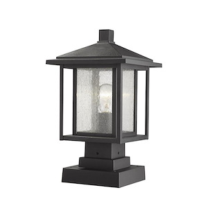 Aspen - 1 Light Outdoor Square Pier Mount Lantern in Urban Style - 9 Inches Wide by 16 Inches High