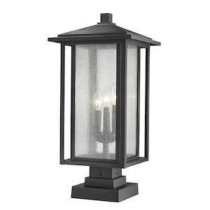 Aspen - 3 Light Outdoor Square Pier Mount Lantern in Seaside Style - 11 Inches Wide by 23.5 Inches High
