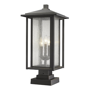 Aspen - 3 Light Outdoor Square Pier Mount Lantern in Seaside Style - 11 Inches Wide by 23.5 Inches High