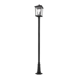 Beacon - 3 Light Outdoor Post Mount Lantern in Transitional Style - 12 Inches Wide by 105.75 Inches High
