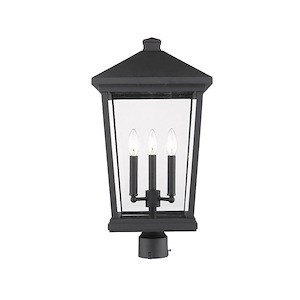 Beacon - 3 Light Outdoor Post Mount Lantern in Transitional Style - 12 Inches Wide by 23.5 Inches High