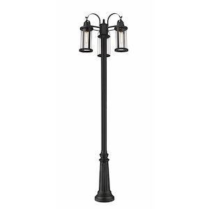 Roundhouse - 3 Light Outdoor Post Mount Lantern in Period Inspired Style - 24 Inches Wide by 115 Inches High