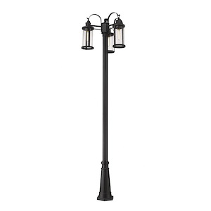 Roundhouse - 3 Light Outdoor Post Mount Lantern in Period Inspired Style - 24 Inches Wide by 114.5 Inches High
