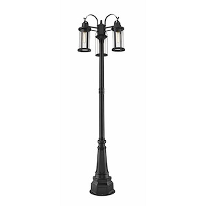Roundhouse - 3 Light Outdoor Post Mount Lantern in Period Inspired Style - 24 Inches Wide by 102.5 Inches High