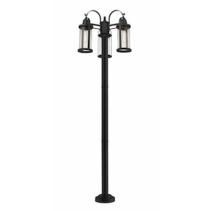 Roundhouse - 3 Light Outdoor Post Mount Lantern in Period Inspired Style - 24 Inches Wide by 94.25 Inches High