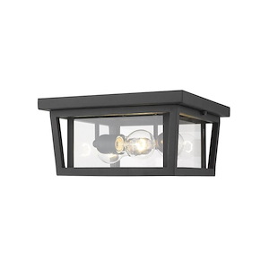 Seoul - 3 Light Outdoor Flush Mount in Craftsman Style - 12 Inches Wide by 6 Inches High